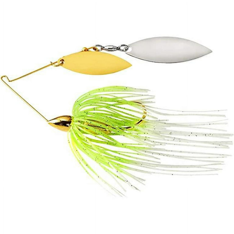 War Eagle WE12SEGW02 Screamin Eagle Gold Frame Double Willow Spinnerbait  Fishing Lure, White Chartreuse 