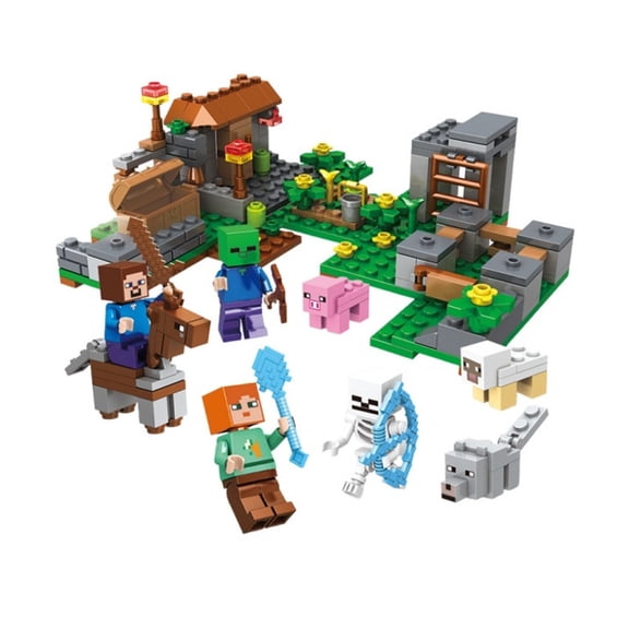 War Horse Fortress City Construction Set, Pixel Knight Stronghold Building Toy with Knight & Steed Figures, Creative Battle Scene Building Bricks Kit, Cool Gift for Pixel Adventure Game Enthusiasts