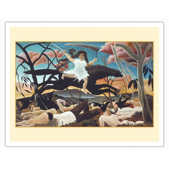 War (La Guerre) - Vintage Painting by Henri Rousseau c.1894 - Fine Art Matte Paper Print (Unframed) 11x14in