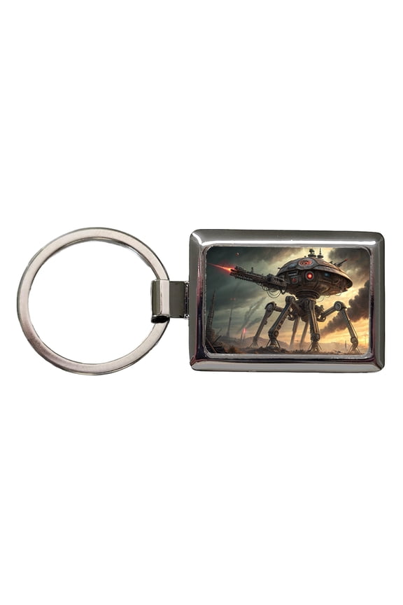 War Of The Worlds Sci-fi Martian War Machine Metal Rectangle Keychain