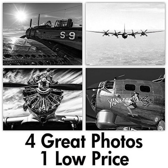 War Planes - Set of Four 11x14 Unframed Prints - Great Gift for History Buffs