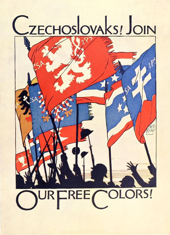 War Posters 1920 Czechoslovaks Join Canvas Art - Vojtech Preissig (18 x 24)