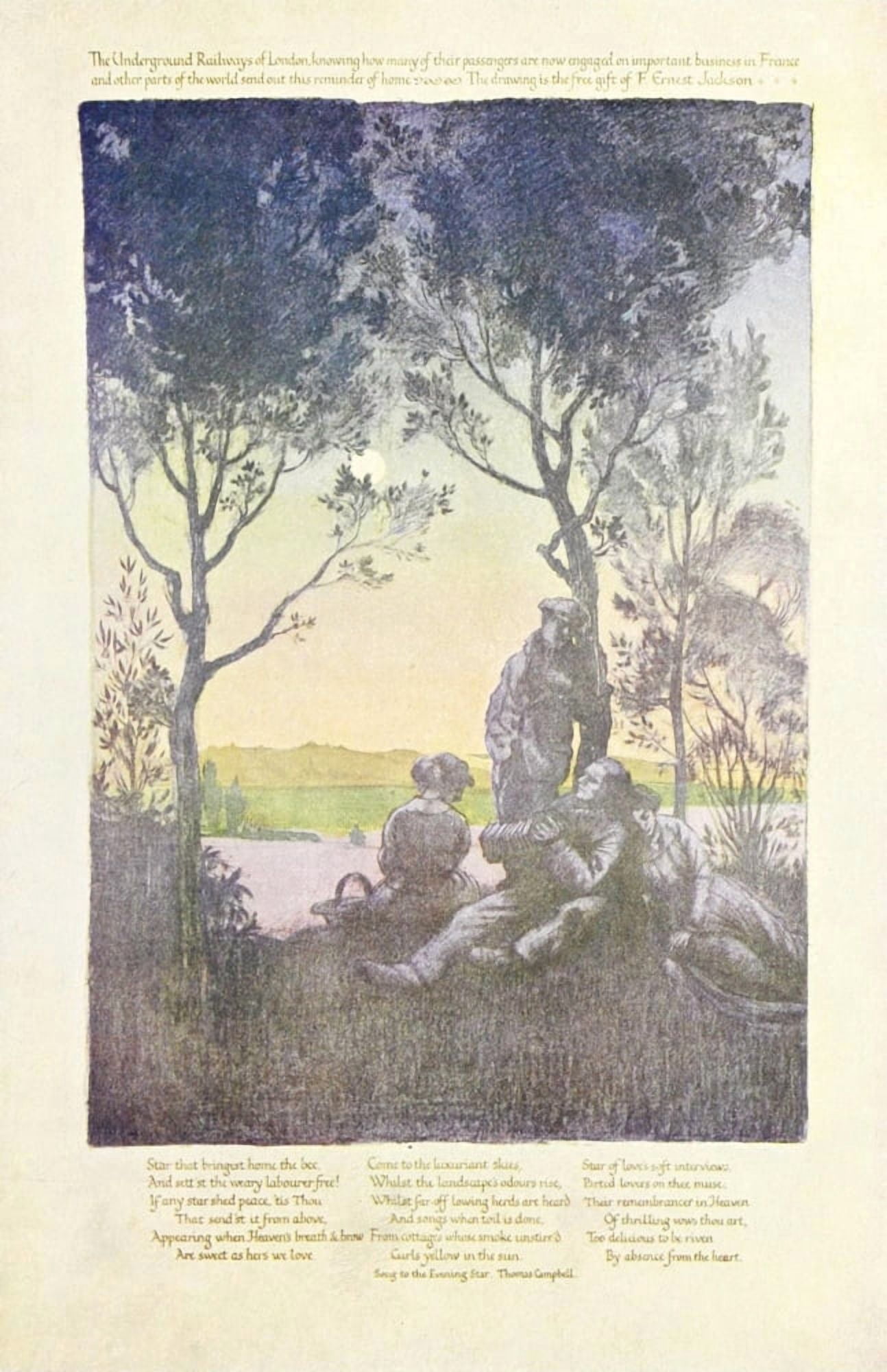 War Posters 1920 Song to the Evening Star Canvas Art - F Ernest Jackson (18 x 24)