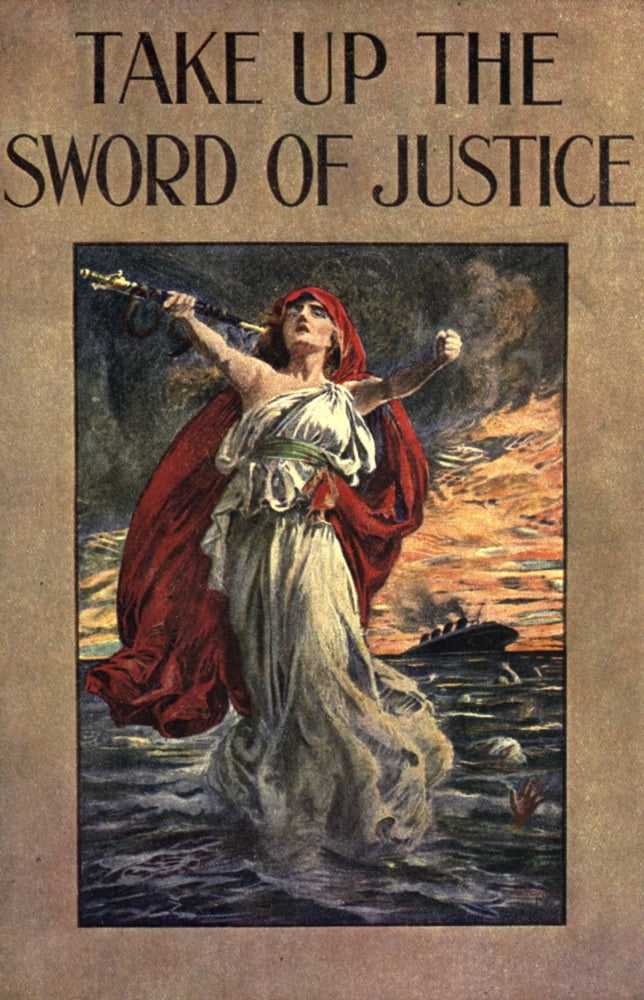 War Posters 1920 Take up the Sword of Justice Canvas Art - Bernard Partridge (18 x 24)