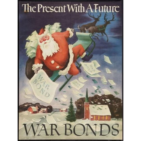 War Propaganda Santa Claus War Bonds Poster Metal Print 12x16 12x16 Square Adults Best Posters