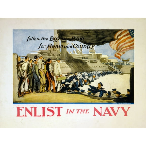 War Propaganda poster Navy Metal Sign Art Print 8x12 #657529 Multi-Color Square Adults Best Posters