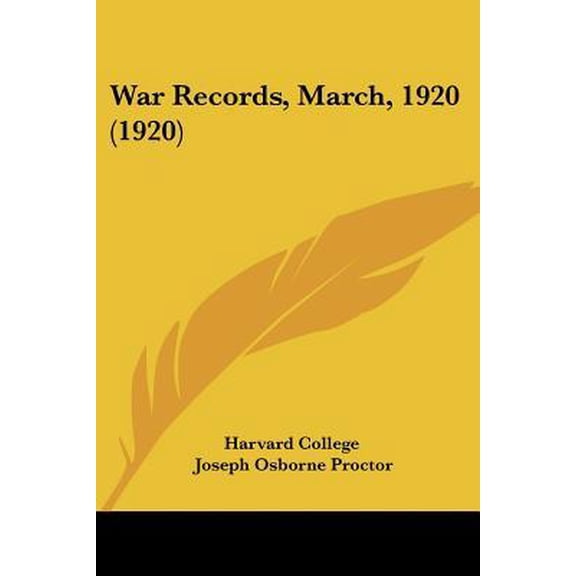 War Records, March, 1920 (1920) Paperback