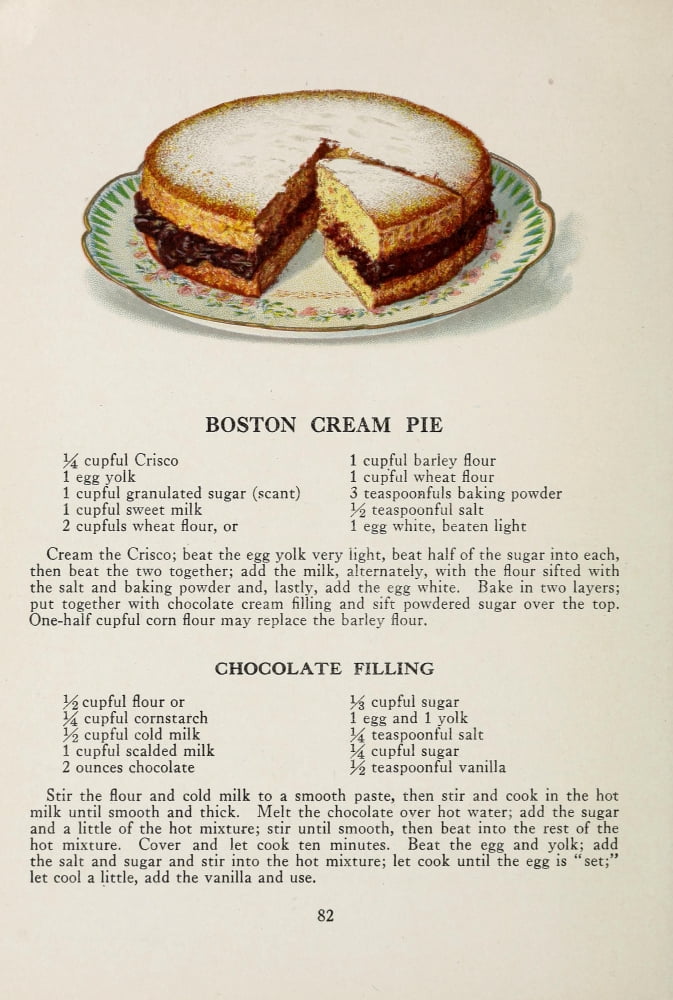 War Time Recipes 1918 Boston Cream Pie Canvas Art - Janet McKenzie Hill (18 x 24)