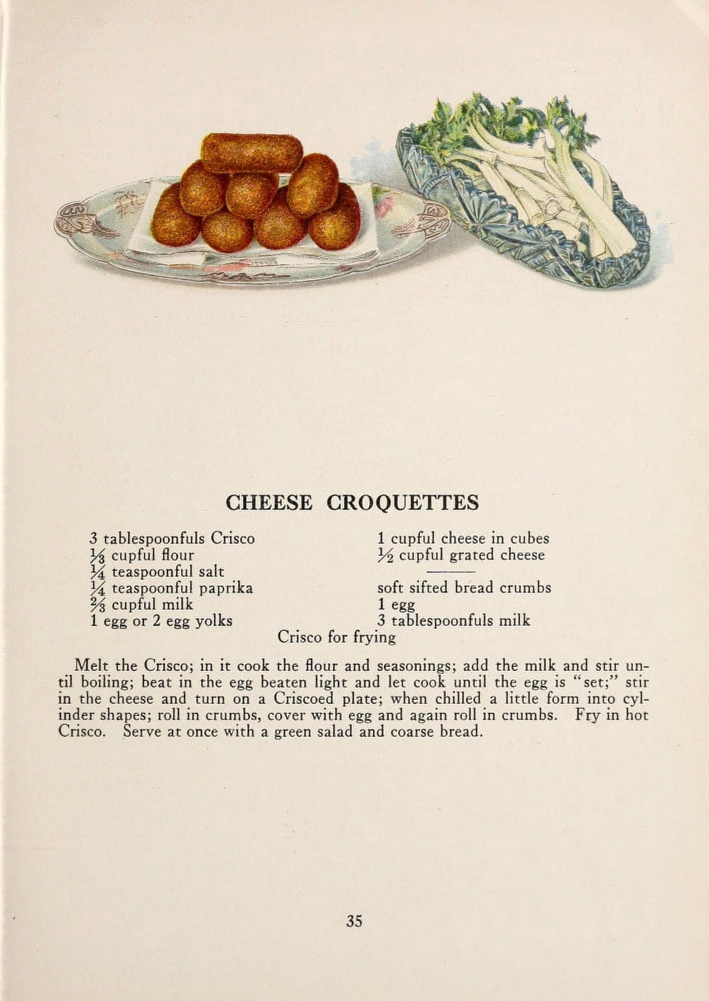 War Time Recipes 1918 Cheese croquettes Canvas Art - Janet McKenzie Hill (18 x 24)