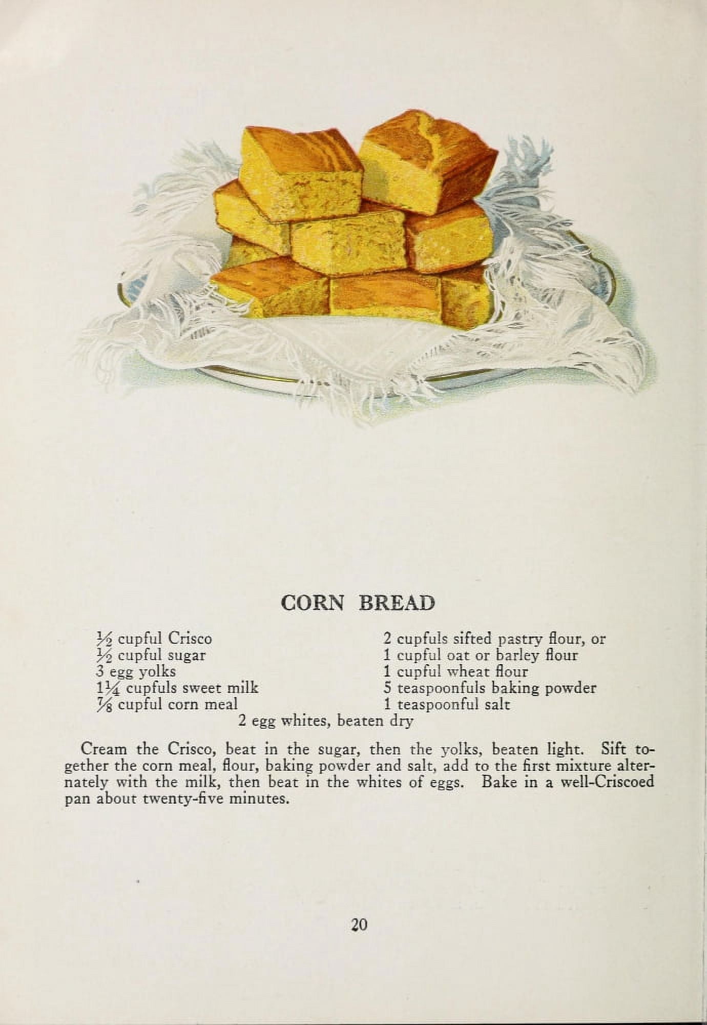 War Time Recipes 1918 Corn bread Canvas Art - Janet McKenzie Hill (18 x 24)
