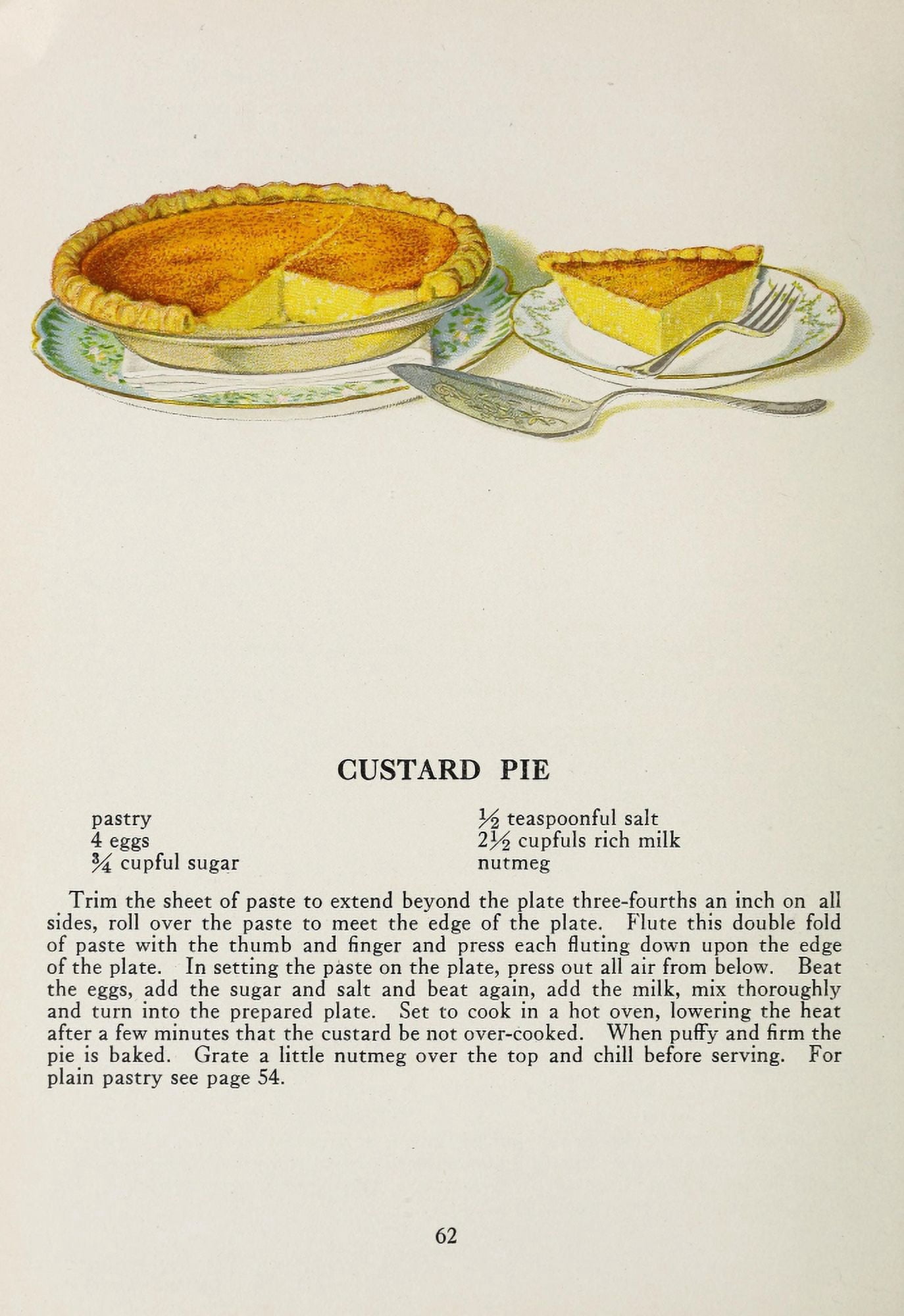War Time Recipes 1918 Custard pie Canvas Art - Janet McKenzie Hill (18 x 24)