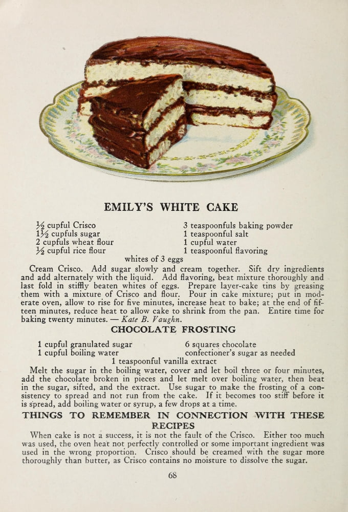 War Time Recipes 1918 Emilys White Cake Canvas Art - Janet McKenzie Hill (18 x 24)