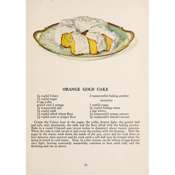 War Time Recipes 1918 Orange Gold Cake Canvas Art - Janet McKenzie Hill (18 x 24)