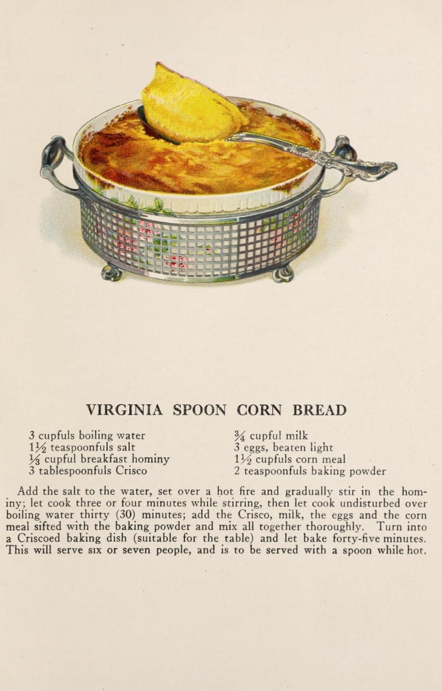 War Time Recipes 1918 Virginia Spoon Corn Bread Canvas Art - Janet McKenzie Hill (18 x 24)