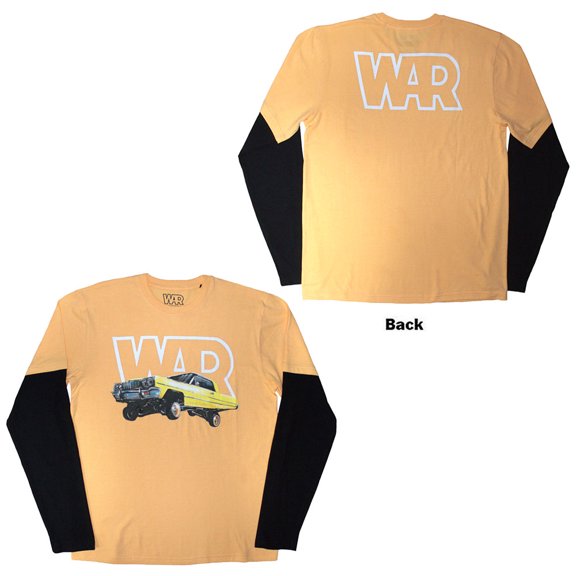 War Unisex Layered Long Sleeve T-Shirt Car (Sand & Black) (Back Print)