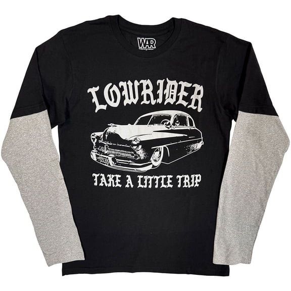 War Unisex Layered Long Sleeve T-Shirt Low Rider (Black & Grey) (Medium)