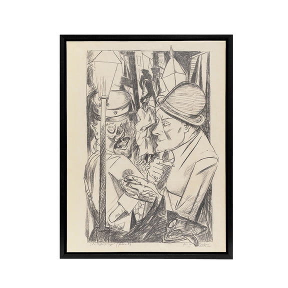 War Veteran The Way Home Max Beckmann Black Framed Canvas Wall Art Print 18x24"