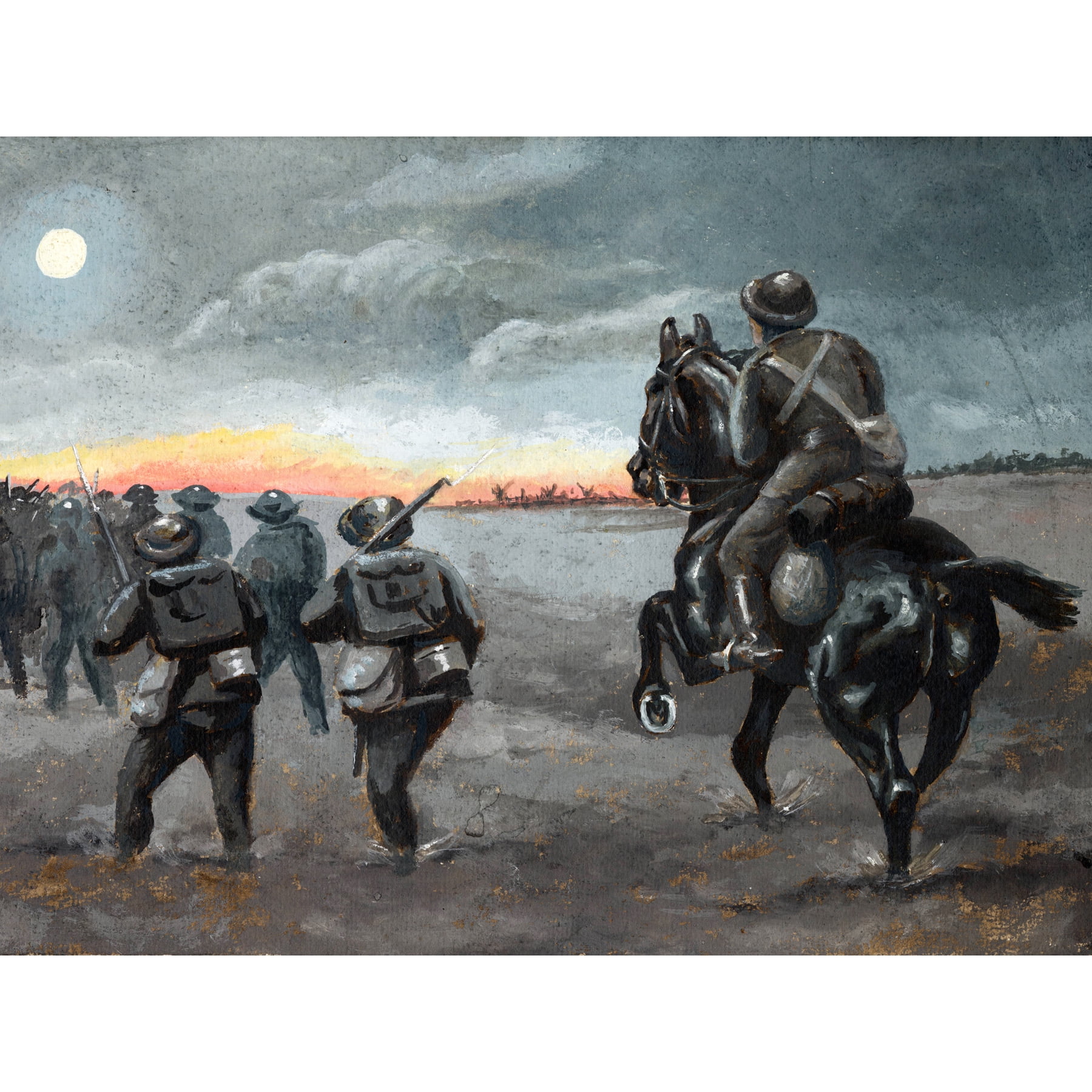 War WWI JM Soldiers Belgium France Sketch Painting Extra Large XL Wall Art Poster Print ...