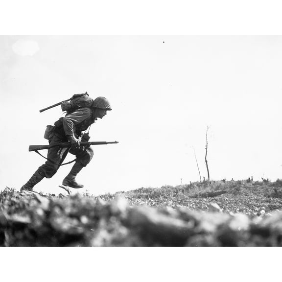 War WWII USA Marine Sniper Scout Machine Gun Fire Photo Extra Large XL Wall Art Poster Print