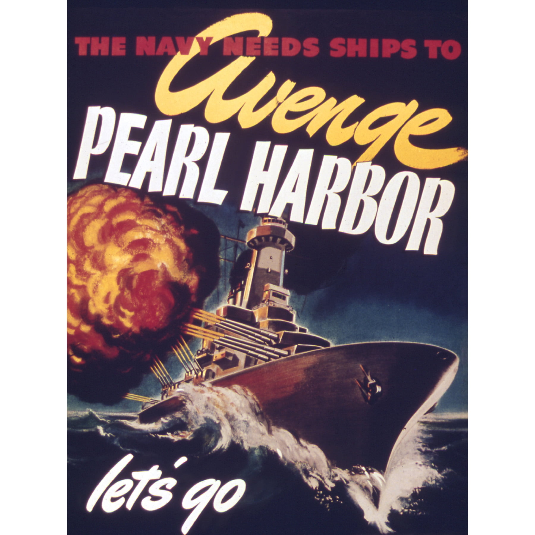 「マーフィの戦い」USオリジナル　ハーフサイズ　ポスター War WWII USA Navy Needs Avenge Pearl Harbor Advert Extra Large XL