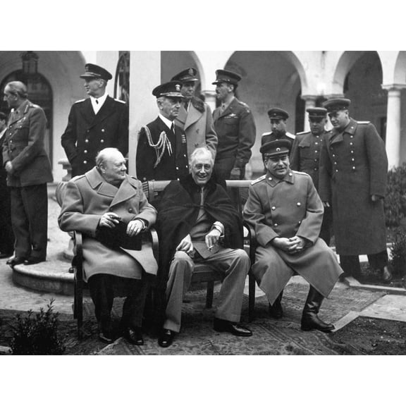 War WWII USA UK USSR Yalta Conference Big Three 1945 Photo Extra Large XL Wall Art Poster Print