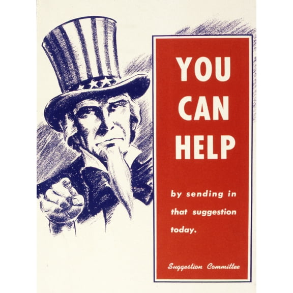 War WWII USA Uncle Sam Help With Ideas Advert Extra Large XL Wall Art Poster Print