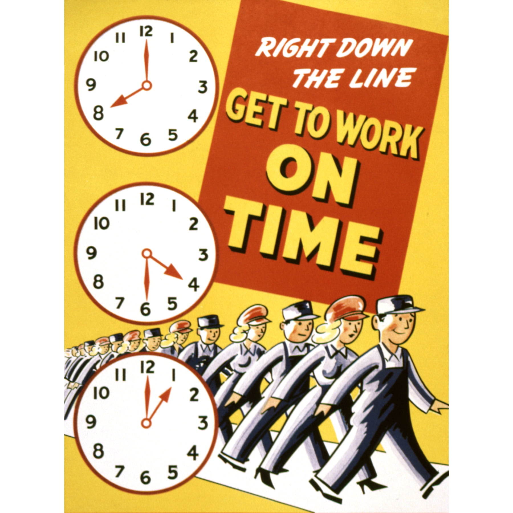 War WWII USA Work Time Punctuality Workers Advert Extra Large XL Wall ...