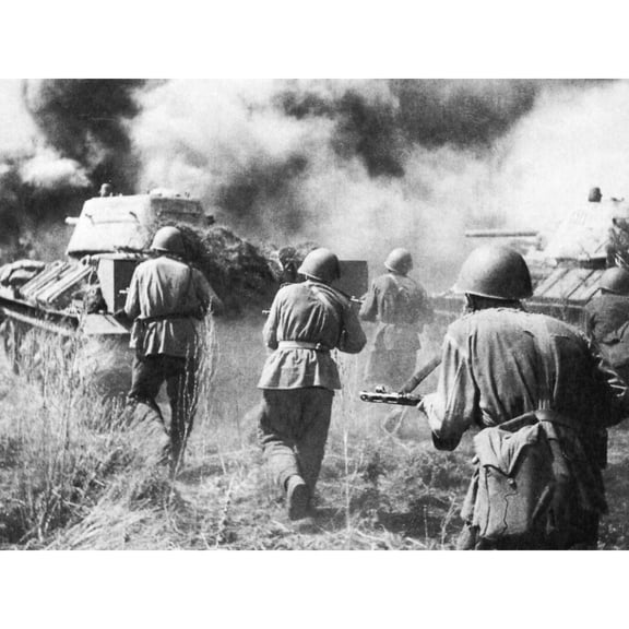 War WWII USSR T-34 Tanks Battle Kursk 1943 Photo Extra Large XL Wall Art Poster Print