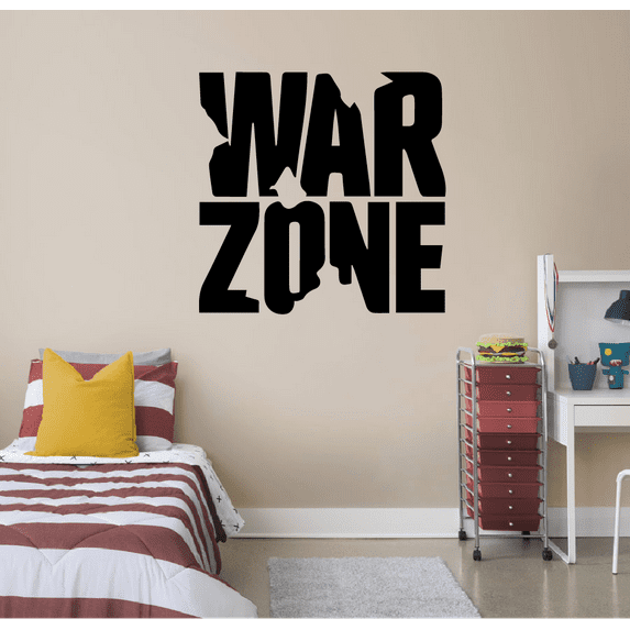 War Zone - Signage War Area Soldiers Military Army Silhouette Vinyl Wall Art Wall Sticker Wall Decal for Boys Girls Room Rooms Bedroom Play Room Play Area Kid House Home Décor Size (18x20 inch)
