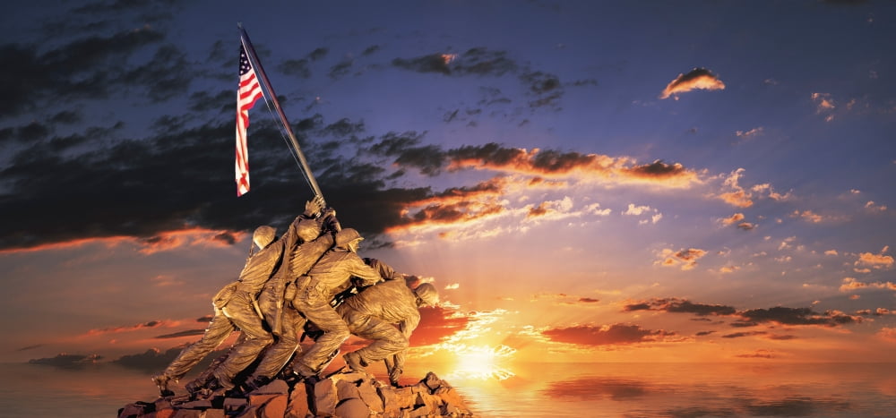 War memorial at sunrise Iwo Jima Memorial Rosslyn Arlington Arlington County Virginia USA Canvas Art - Panoramic Images (27 x 9)