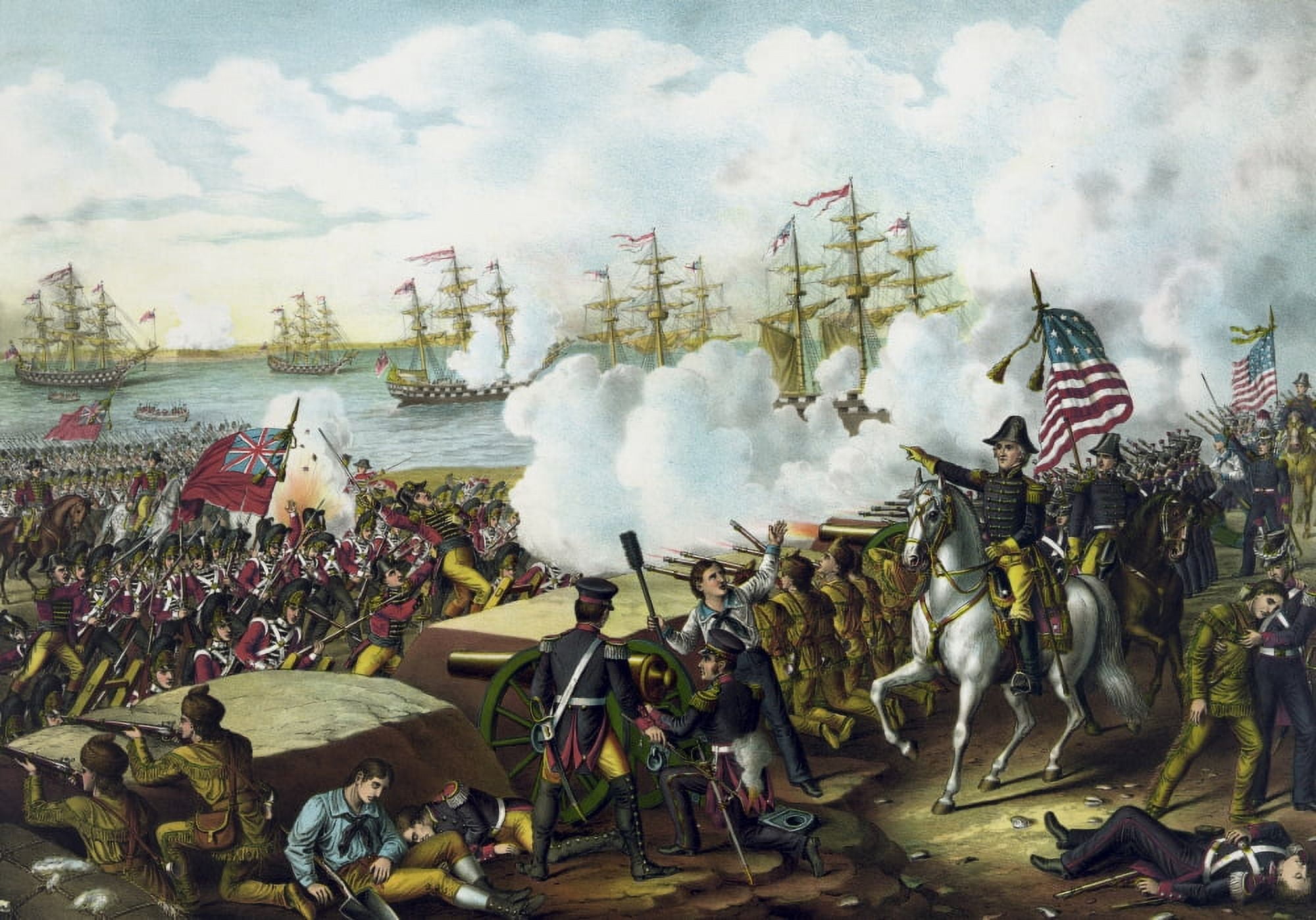 War of 1812 print at the Battle of New Orleans Canvas Art - John ParrotStocktrek Images (17 x 12)