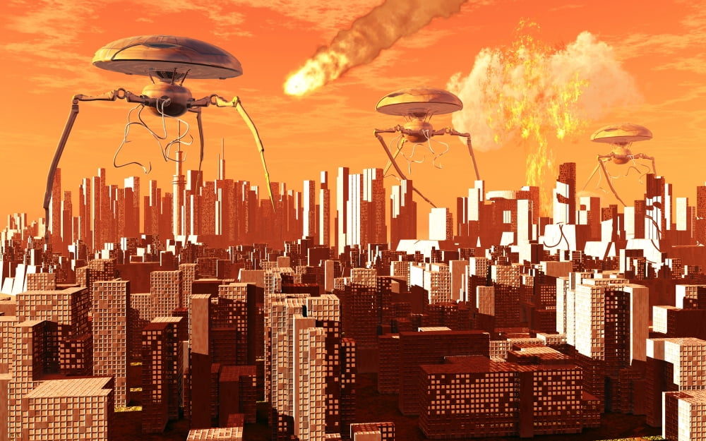 War of the Worlds Canvas Art - Mark StevensonStocktrek Images (36 x 23)