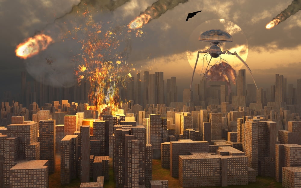 War of the Worlds Canvas Art - Mark StevensonStocktrek Images (36 x 23)