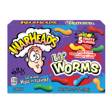 WarHeads Lil' Worm Gummi Candy Chews, 3.5 Ounce Theater Box