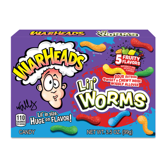 WarHeads Lil' Worm Gummi Candy Chews, 3.5 Ounce Theater Box