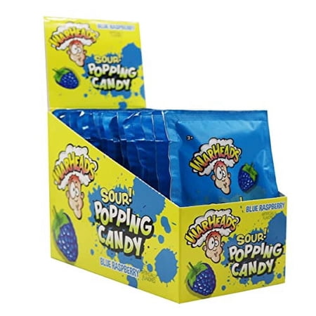 Warheads Popping Candy, Sour Pop Rock Candy 0.33 Oz (Pack Of 20) (Blue Raspberry)