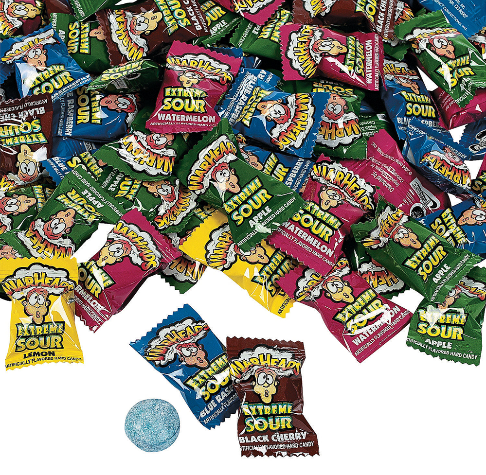 WarHeads Sour Hard Candy Bulk – 1 lb. Bag, 117 Pc. – Assorted Extreme Fruit Flavors, Gluten-Free & Fat-Free