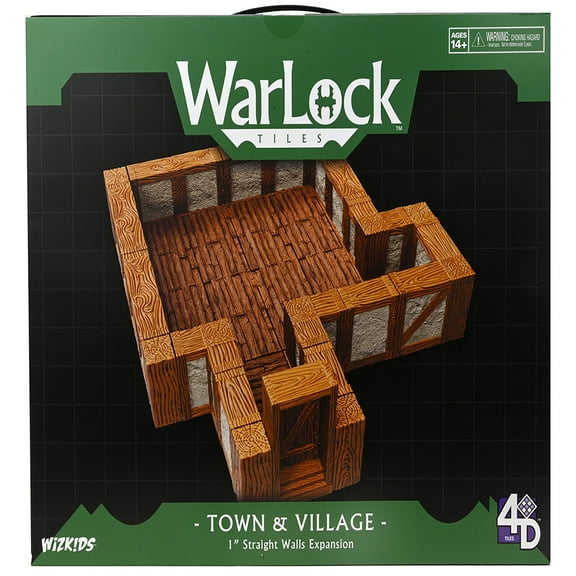 WarLock Tiles: 1" Town & Village Straight Walls Expansion Pack - Tabletop RPG Accessory