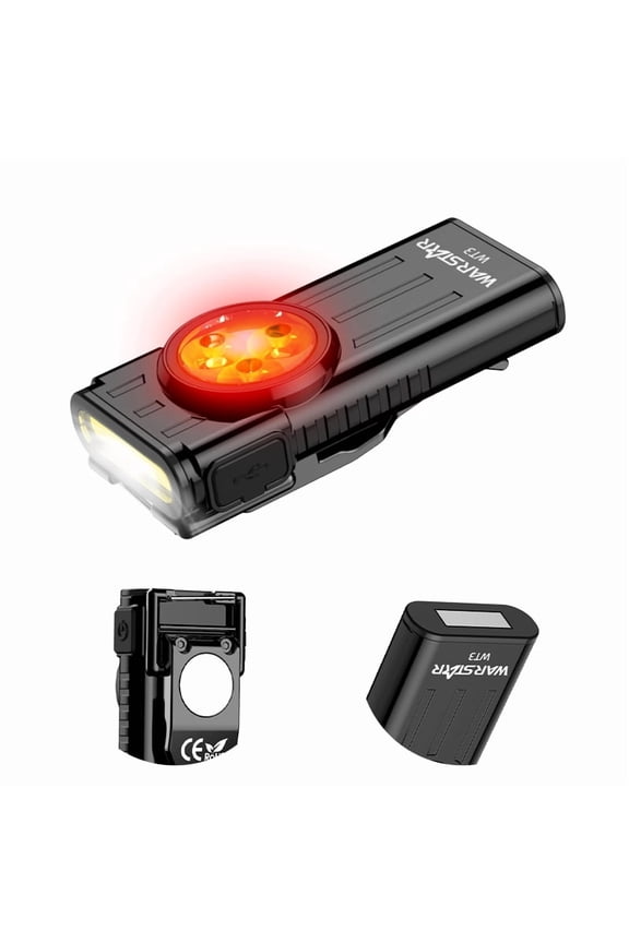 WarStar WT3 EDC Keychain Flashlight, 260 Lumens Rechargeable & Double Magnetic Clip, with Strobe & Red Light for Camping, Hiking, Dog Walking (Black)