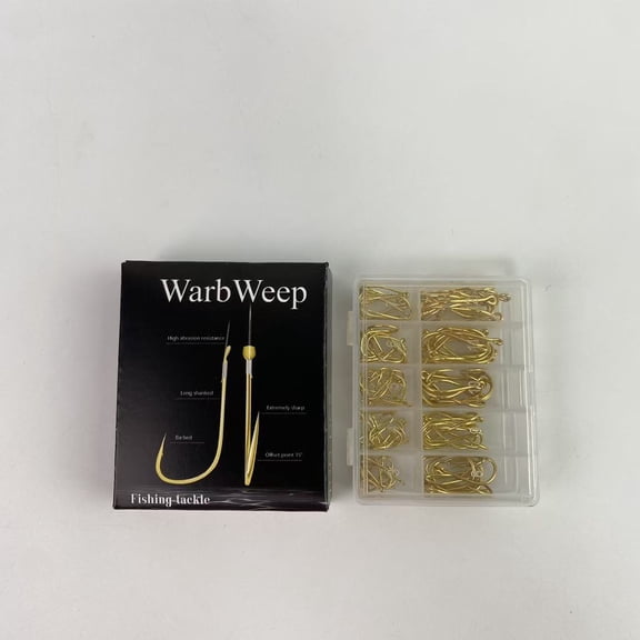 WarbWeep Fishing tackle,100 Pack Dry Fly Hooks Black Nickel High Carbon Steel Fly Tying Material Accessories - Gold