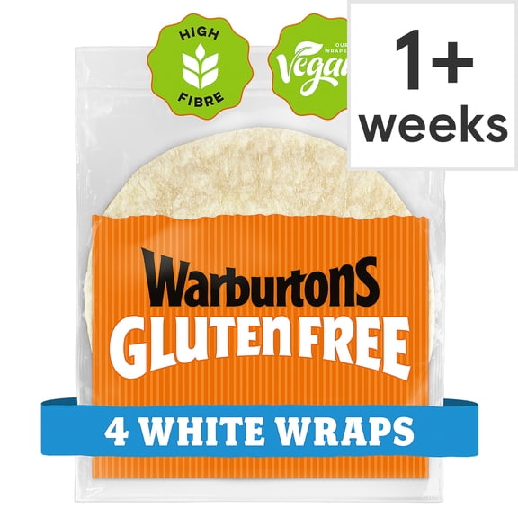 Warburtons Gluten Free White Wraps 4 Pack, Imported from Britain