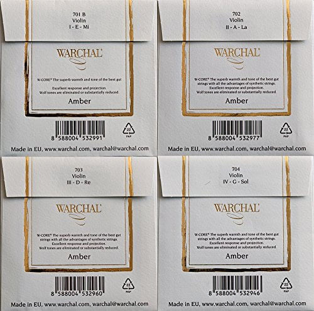 Warchal Amber Violin String Set with E Ball End