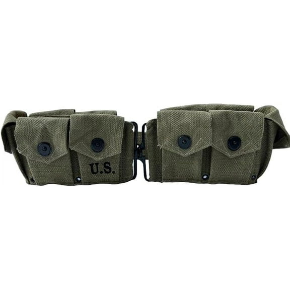 Warcraft Exports U.S Army M1923 Rifle Cartridge WWII Springfield M1 Garand 10 Pocket Canvas Ammunition Belt-OD Green