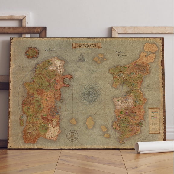 Warcraft Map Azeroth Game Art Decor, Unframed Poster