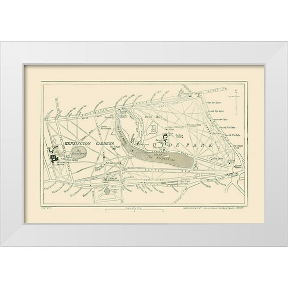 Ward 24x17 White Modern Wood Framed Museum Art Print Titled - Hyde Park Kensington Gardens England - Ward 1913