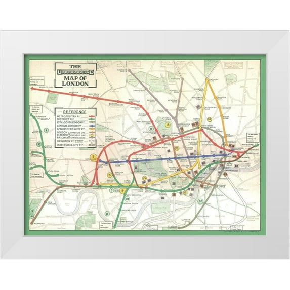 Ward 24x19 White Modern Wood Framed Museum Art Print Titled - London England Underground - Ward 1913