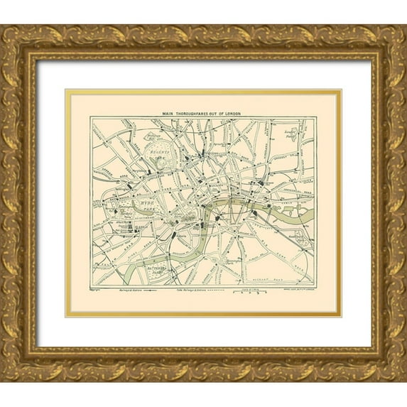 Ward 24x20 Gold Ornate Wood Framed with Double Matting Museum Art Print Titled - London Thoroughfares England - Ward 1913