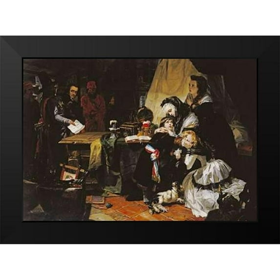 Ward, Edward Matthew 24x18 Black Modern Framed Museum Art Print Titled - The Last Parting of Marie Antoinette and Her Son