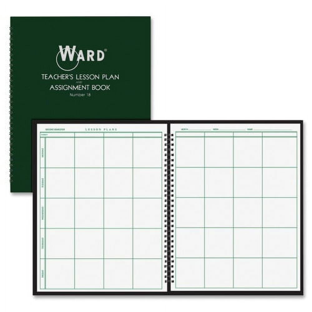 Ward Teacher's 8-period Lesson Plan Book 9 Month - 8 1/2" x 11" Sheet Size  - Wire Bound - White, Dark Green - Reference Calendar, Durable, Memo  Section - 1 Each - Walmart.com