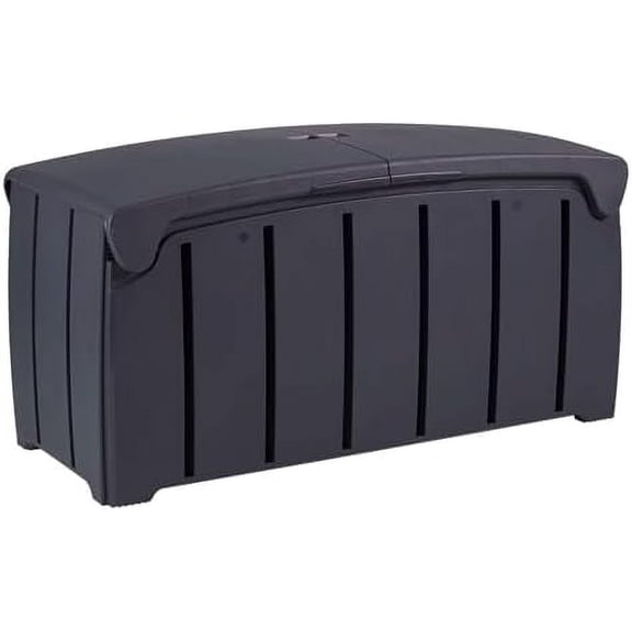 WardProducts 85 Gallon (321L) Outdoor Storage Organization Bin, Deck Box with Dual Door Lid for Garden, Pool, & Furniture Accessories, Black$$Garden &